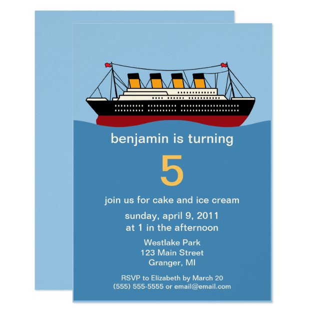 Ocean Liner Birthday Party Invitations