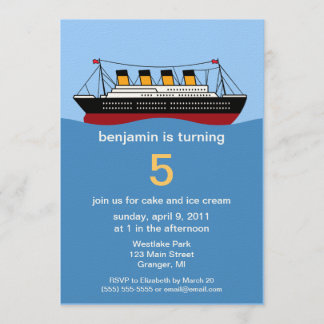 Ocean Liner Birthday Party Invitations