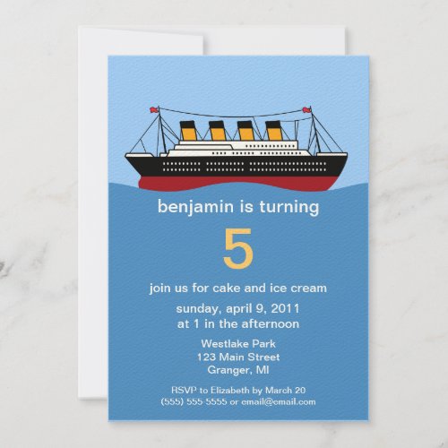 Ocean Liner Birthday Party Invitations
