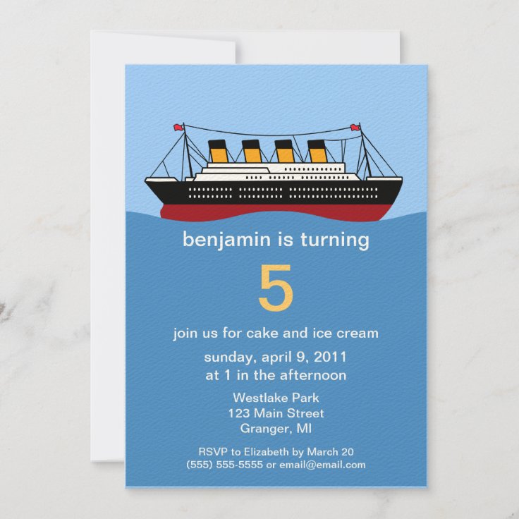 Ocean Liner Birthday Party Invitations | Zazzle