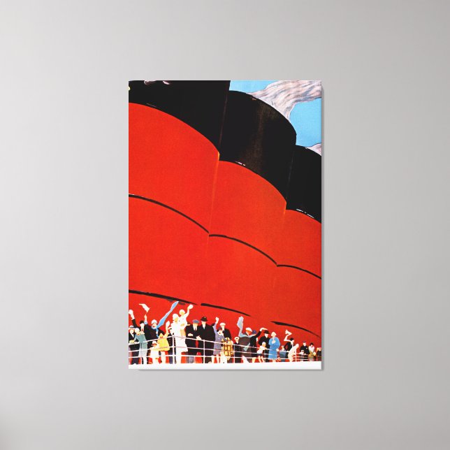 Ocean Liner Bon Voyage - L Canvas Print (Front)