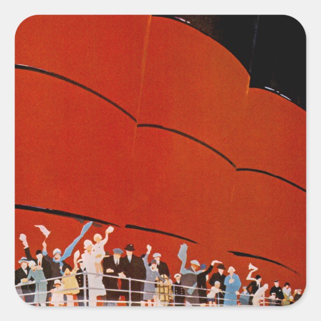 Ocean Liner Bon Voyage Square Sticker (Front)