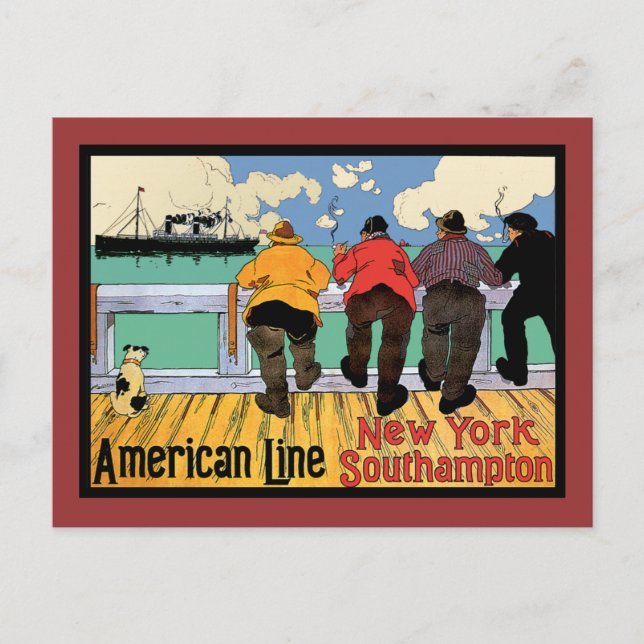 Ocean LINER to New York Postcard (Front)
