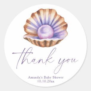 Ocean Little Pearl Baby Shower Thank you Classic Round Sticker