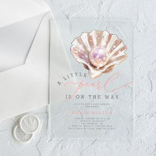 Ocean Little Pearl Under The Sea Baby Shower Acrylic Invitations