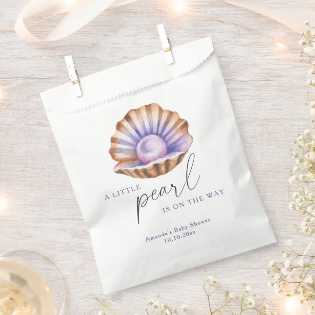 Ocean Little Pearl Under The Sea Baby Shower Favor Bag (Clipped)