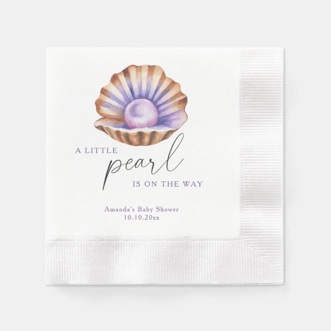 Ocean Little Pearl Under The Sea Baby Shower Napkins (Front)