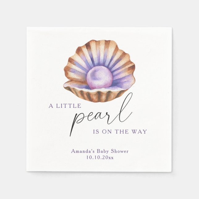 Ocean Little Pearl Under The Sea Baby Shower Napkins (Front)