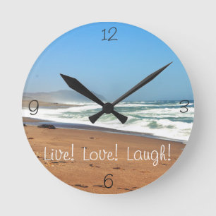 ocean live love laugh round clock