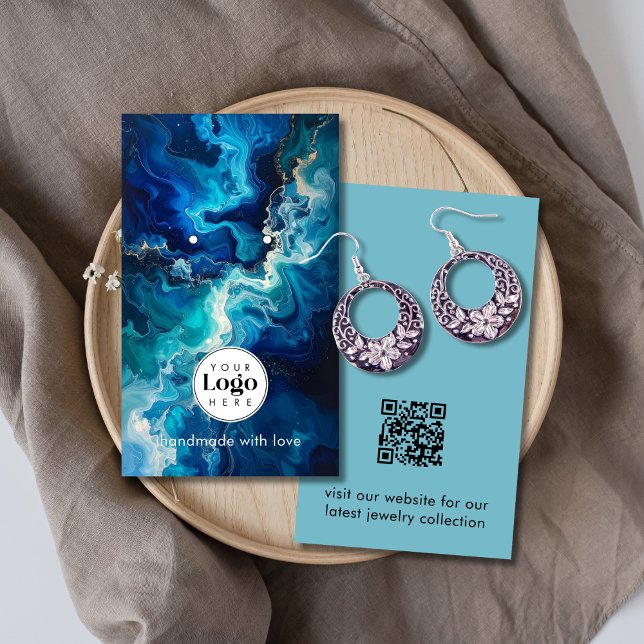 Ocean Logo QR Code Jewelry Earring Display Card (Creator Uploaded)