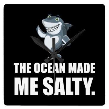 Ocean Made Me Salty Shark Square Wall Clock Ocean Made Me Salty Shark Square Wall Clock