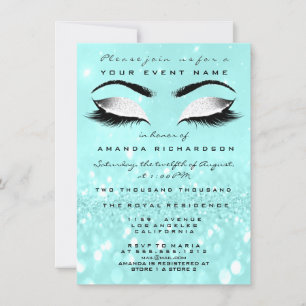 Ocean Makeup White Glitter 16th Bridal Shower Invitation
