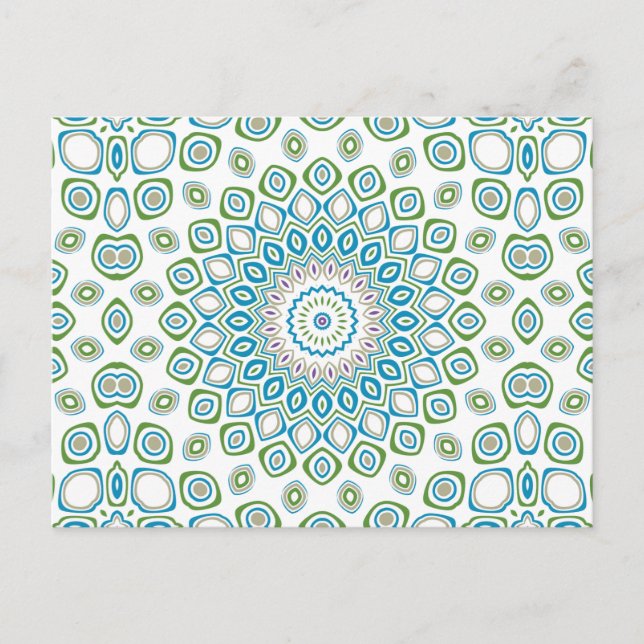 Ocean Mandala in Blue and Gray and White Postcard (Front)
