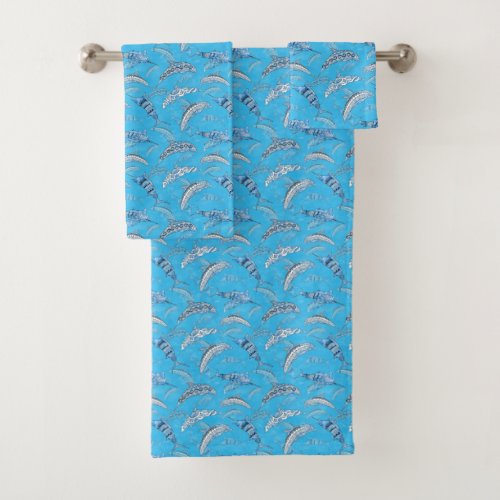 Ocean Marine Animals Dolphins Marlins Bath Towel Set