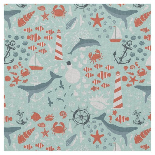 ocean marine nautical sea ship lighthouse fabric
