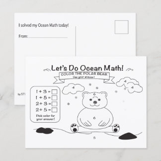 Ocean Math Coloring Postcard