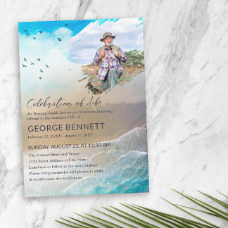 Ocean Meets Sky Celebration of Life Photo Invitation