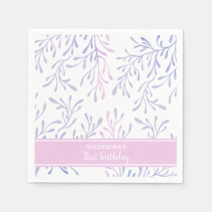 Ocean Mermaid Girl 1st Birthday Sea Life Party Napkins