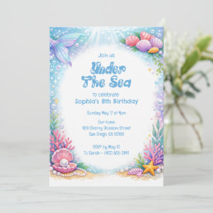 Ocean Mermaid Girls Oneder the Sea 8th Birthday Invitation