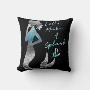 Ocean Mermaid Let's Make A Splash Throw Pillow