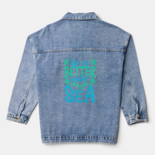 Ocean Mermaid Life Under The Sea Vacation Marine B Denim Jacket