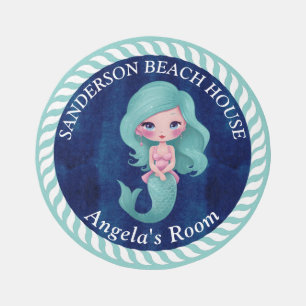 Ocean Mermaid under the sea round area. Rug