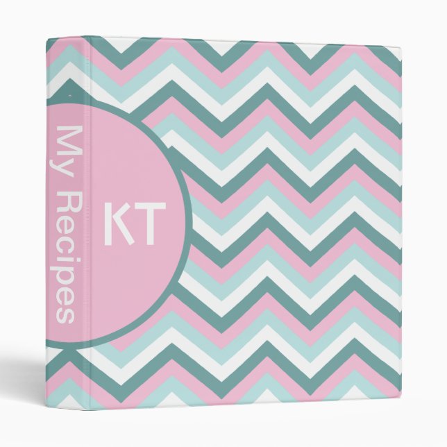 Ocean Mist Chevron Pattern 3 Ring Binder (Front/Spine)