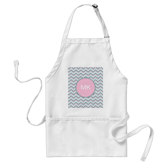 Ocean Mist Chevron Pattern Adult Apron (Front)