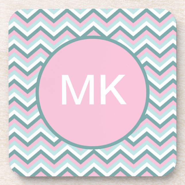 Ocean Mist Chevron Pattern Drink Coaster (Front)