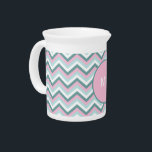 Ocean Mist Chevron Pattern Drink Pitcher<br><div class="desc">Teal, pink and aqua in this stylish chevron zigzag pattern - some with monogram- some without We have left all of the images used in this design customizable - You can play with them to your hearts content- Click the orange 'CustomizeThis' button and highlight the image you want to remove,...</div>