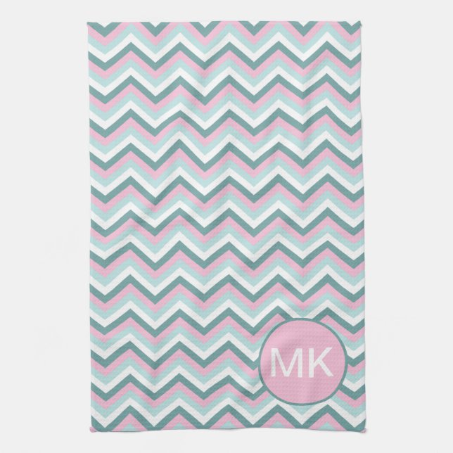 Ocean Mist Chevron Pattern Kitchen Towel (Vertical)