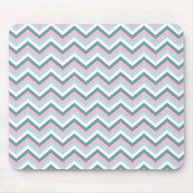 Ocean Mist Chevron Pattern Mouse Pad (Front)