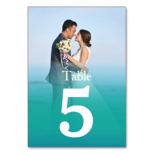 Ocean Mist Wedding Photo Table Number Cards