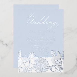 Ocean Modern Real Silver Foil Wedding Invitation Foil Invitation
