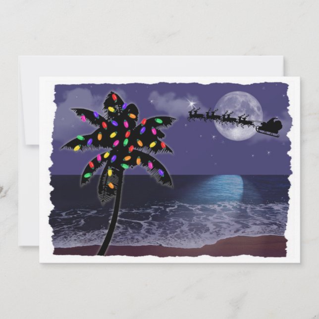 Ocean Moonlight Christmas Holiday Invitation (Front)