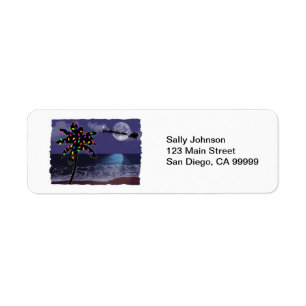 Ocean Moonlight Christmas Holiday Label