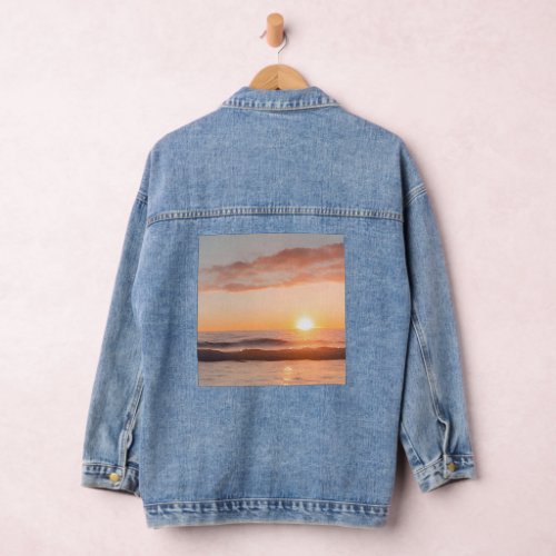 Ocean Morning Sunrise AI Art Denim Jacket