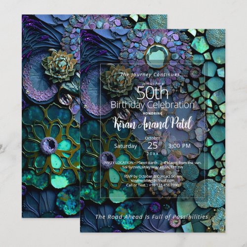 Ocean Mosaic |  Botanical Gemstone Abstract Invitation