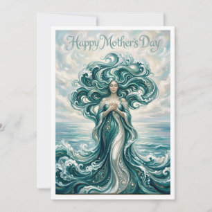 "Ocean Mother — Sea Goddess Wave Art, Mother's Day Card