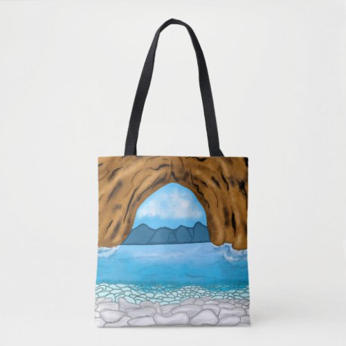 Ocean Mountain and Canyon Blue Skies White Clouds Tote Bag