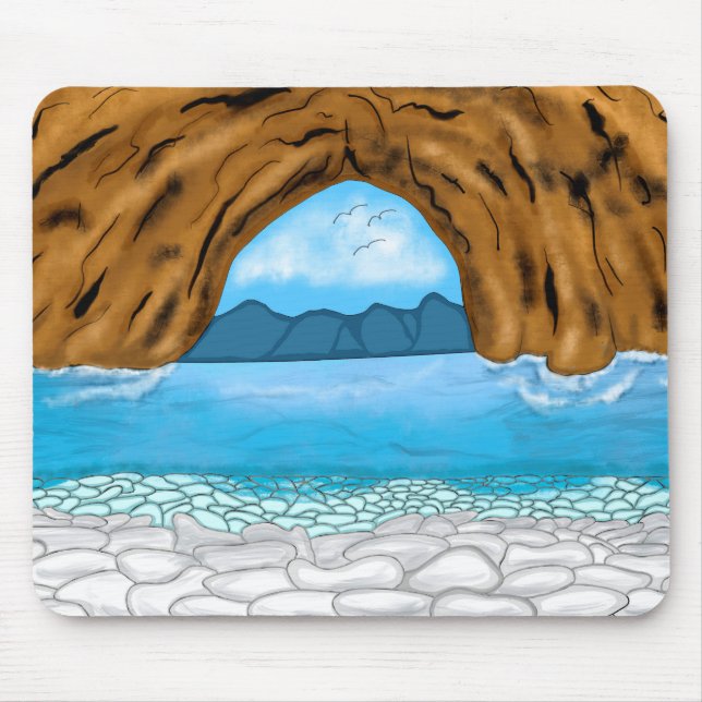 Ocean Mountains Canyon Birds Clouds Art Mouse Pad (Front)