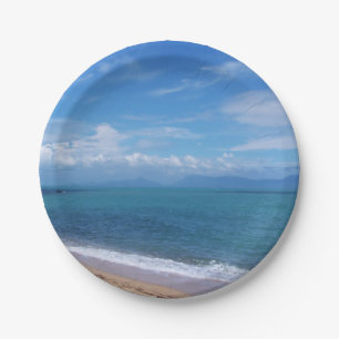 ocean, nature, water, sky, travel, beach, paper plates