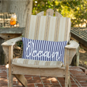 Ocean/nautical blue striped lumbar pillow