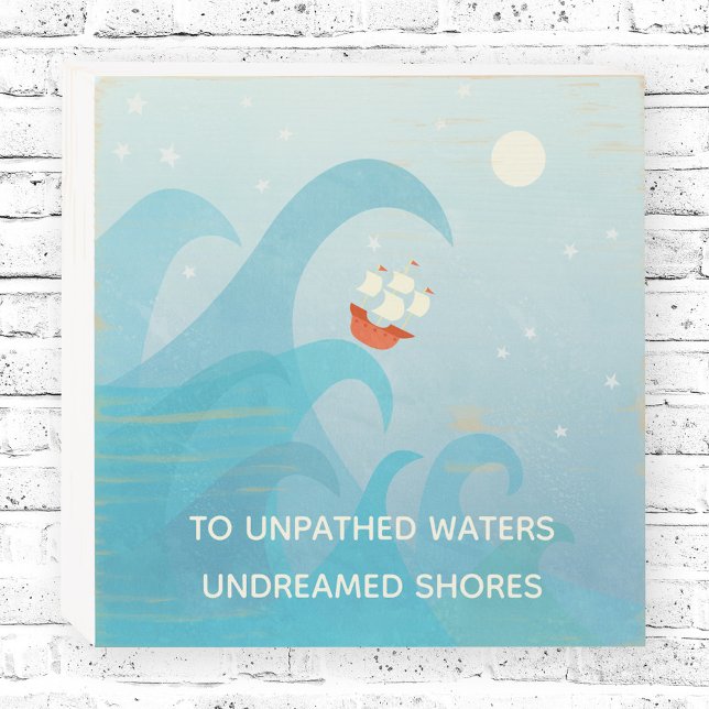 Ocean Nautical Sailing Boat Quote Art Wooden Box Sign (Sailing boat Shakespere inspirational quote wooden box art)