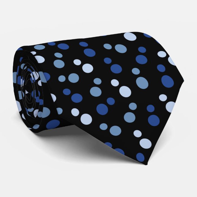 Ocean Nautical Theme Blue Black Neck Tie (Rolled)
