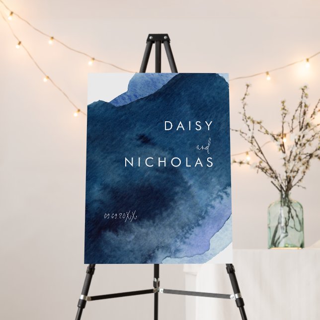 Ocean Navy Blue Engagement Party or Wedding Sign (In Situ (Stand))