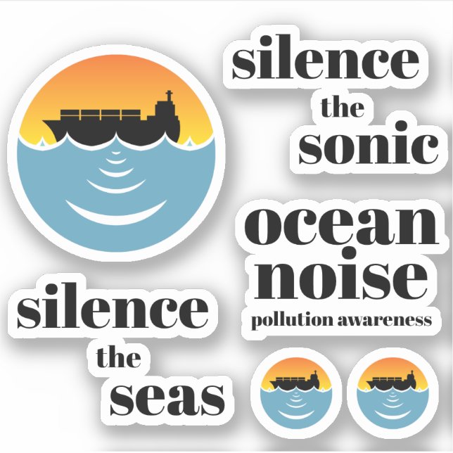 ocean noise pollution 4 pack sticker (Front)
