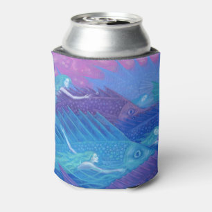 Ocean Nomads, Nautical Fantasy Art Mermaids & Fish Can Cooler