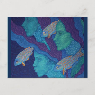 Ocean Nomads, Nautical Fantasy Art Mermaids & Fish Postcard