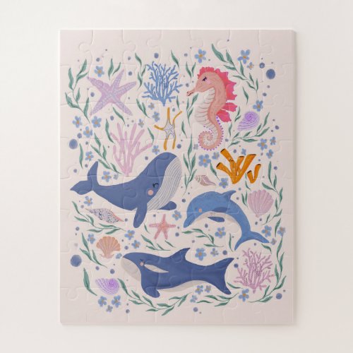 Ocean Nursery Art _ Whimsical Sea Creatures Jigsaw Puzzle